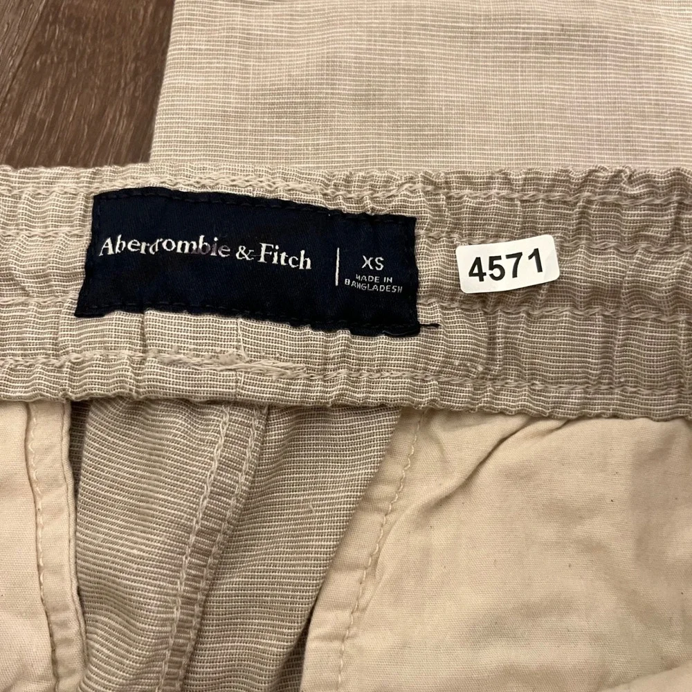 Abercrombie & Fitch Mens XS Beige Linen Blend Drawstring Jogger Pants 4571